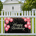 thumbnail image 5 of Black Background Happy Birthday Banner with Pink Balloons and Sparkling Stars Party Decoration Backdrop for Birthday Party Photography Props Celebrations Event Decorations, 5 of 7
