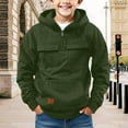 thumbnail image 2 of Mercatoo Boys Fle𝐞ce Ho𝐨dies Half Zipper Winter Warm Front Pockets Cargo Ho𝐨die Coats Youth Kids Plain Thick Long Sleeve Jackets, 2 of 7