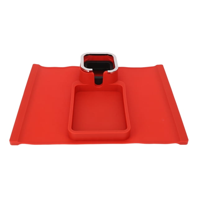 Bandeja ergonómica multifunción de silicona para reposabrazos de sofá con base antideslizante, color rojo