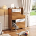 thumbnail image 1 of Moderno 2 en 1 muebles para gatos, mesa lateral del recinto de la caja de basura para gatos, casa para gatos con almacenamiento, para 2 gatos pequeños y medianos, 1 of 5