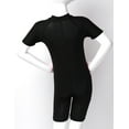thumbnail image 4 of Miaeowve Kids Girls One Piece Swimsuit Modest Rashguards Shorty Wetsuit Short Sleeve Zipper Front Color Block Swimwear Black 16, 4 of 7