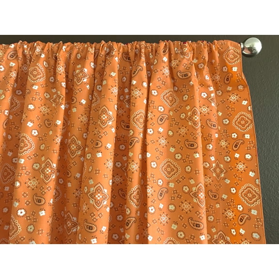 Cotton Curtain Floral Paisley Bandanna Print 58 Inch Wide Orange