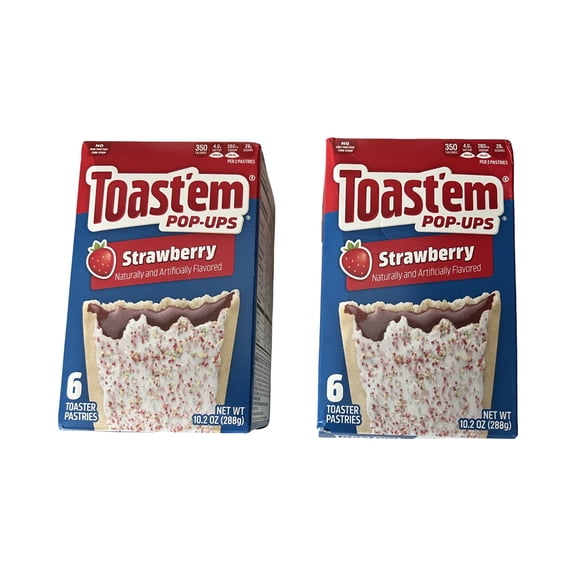 Toast’em Pop-Ups Strawberry Toaster Pastries, 2 Pack (6 Pastries per Box), Frosted Strawberry Breakfast Pastries, 10.2 oz Each