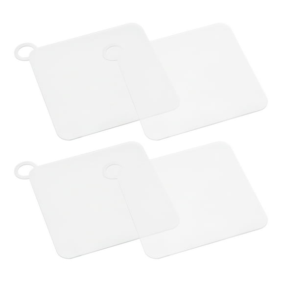Uxcell Silicone Tub Stopper Floor Drain Cover, 4x4" Anti-Odor Mat, Square White 4Pack