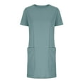 thumbnail image 3 of Jalioing Women's Summer Dresses Fashion Short Sleeve Crew Neck Casual Sundress Vacation Beach Dress with Pocket, 3 of 7