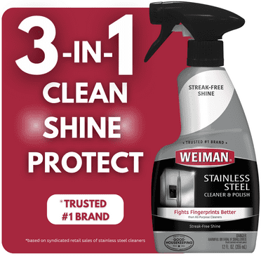 Weiman Stainless Steel Cleaner & Polish Trigger Spray, 12 fl oz