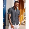thumbnail image 3 of COOFANDY Cooling Shirts for Men Untucked Shirts Casual Short Sleeve Button Down Summer, 3 of 5