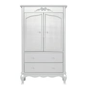 Evolur Armoire in Akoya Grey Pearl, Spacious Storage