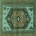 thumbnail image 1 of Ahgly Company Machine Washable Indoor Square Persian Turquoise Blue Traditional Area Rugs, 5' Square, 1 of 4