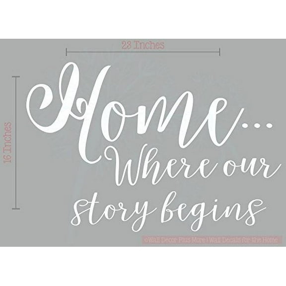 Home Is Where Our Story Begins Wall Stickers Vinyl Lettering Decals Room Décor, 23x16-Inch White