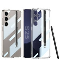 for Samsung Galaxy S25 Clear Case, [Military Grade Drop Protection] Crystal Clear Shockproof Bumper Case with Pen Stylus & Pen Holder for Samsung Galaxy S25 Protective Cover, Clear