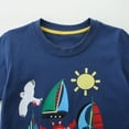 thumbnail image 4 of Boys T Shirts Summer Toddler Child Boys Short Sleeve Cartoon Sailboat Crab Print T Shirt Breathable Soft Lightweight Toddler T Shirts Blue 6 Years-7 Years, 4 of 6