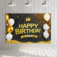 thumbnail image 7 of Glamorous Black Gold Happy Birthday Banner with Crown Balloons and Sparkles Backdrop Party Decoration for Birthday Parties Photography Props and Celebrations, 7 of 7
