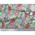thumbnail image 3 of Soimoi Green Cotton Duck Fabric Floral,Insect & Parrot Bird Printed Craft Fabric by The Yard 42 Inch Wide, 3 of 3