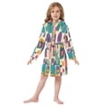 thumbnail image 6 of FORMRS Kids Bathrobe Unisex Hooded Robe Toddler Pajamas Sleepwear, Size 4-6T, Purple Geometric, 6 of 7