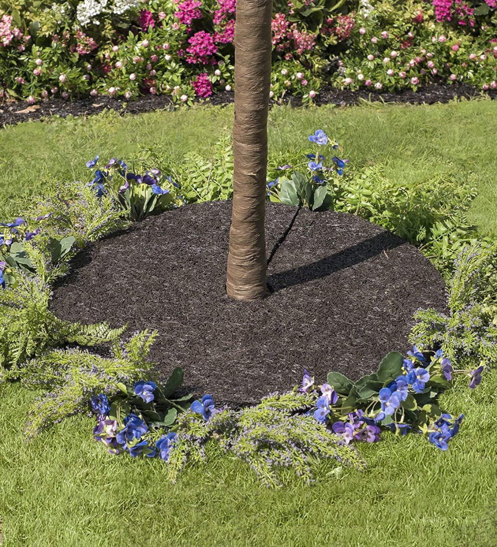 120” x 4.5” 15 Plastic Anchors included Black Rubber Mulch Roll for Landscaping 