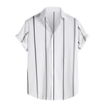 thumbnail image 1 of Camisa a rayas de un solo pecho con botones casuales para hombre Camisa hawaiana de manga corta Pompotops  oipoqjl48948, 1 of 9