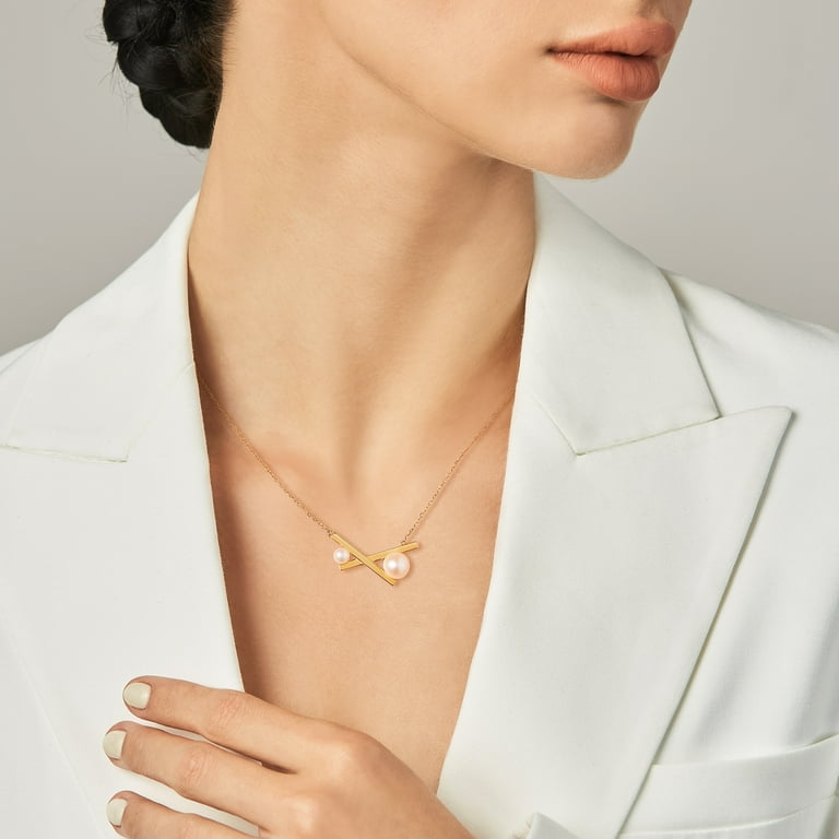 Freshwater Pearl Necklace For Women - Gold Plated, Adjustable 18+2 Inch, Hypoallergenic, Gift For Wife Or Mom