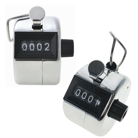 Toptie 2 Pcs Metal Hand Tally Counter Mechanical Palm Counter Clicker-Silver