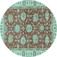 thumbnail image 1 of Ahgly Company Indoor Round Oriental Light Blue Traditional Area Rugs, 6' Round, 1 of 4