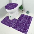 thumbnail image 2 of Purple Paisley Pattern Bathroom Rugs Sets 3 Piece,Toilet Cover Set,Absorbent Non Slip Bathroom Mats Sets with U-Shaped Contour Rug Toilet Rug Set, 2 of 5