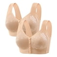 thumbnail image 1 of Diufon 2 Pack Wide Strap Bra for Women Everyday Front Closure Wireless Full Coverage Bras Soft Breathable Bra, 1 of 6