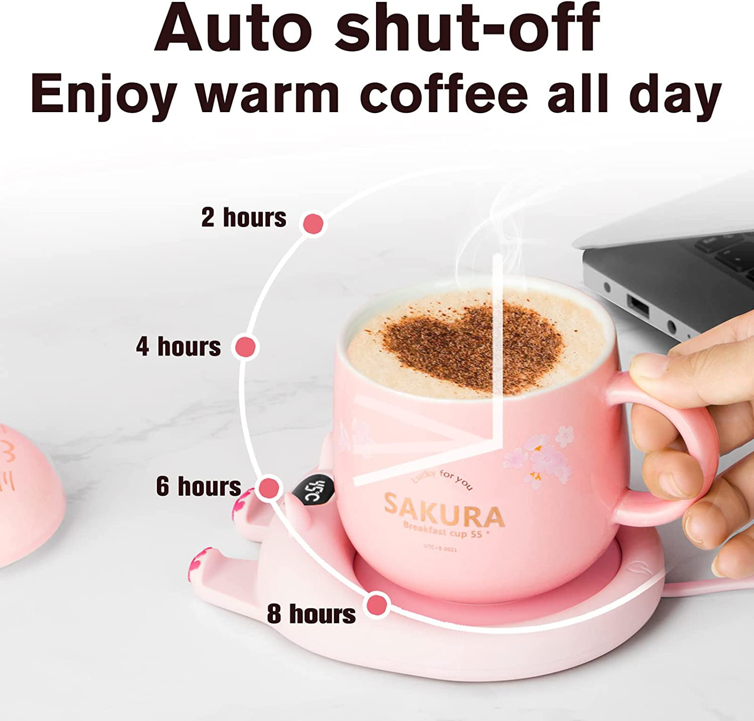  2022 New Smart Coffee Mug Warmer for Coffee Tea, Coffee Cup  Warmer for Desk, Auto Shut Off, 3 Temp up to 75℃, Touch Switch, LED Display  Warmer Plate for Coffee Tea