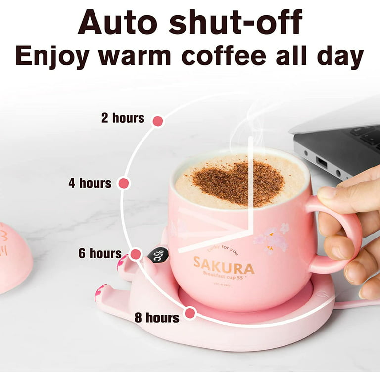Misby Coffee Warmer for Desk Mug Warmer with Automatic Shut Off Coffee Cup  Warmer Keep Coffee, Beverage, Milk, Tea and Hot Chocolate Warm (White)