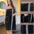 thumbnail image 4 of Qonioi Women’s Adjustable Wearable Bath Towel Wrap, Sarong with Pockets for Beach Pool, Quick-Dry Cover-Up for Shower Swim, Black, 4 of 6