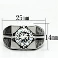 thumbnail image 2 of Mens Ring Silver Round Squared Stainless Steel Ring with AAA Grade CZ in Clear, 2 of 7