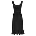 thumbnail image 5 of Women's Elegant Midi Dress Sleeveless Ruffle Scoop High Waist A Line Flowy Wedding Cocktail Party Dresses with Belt, 5 of 7