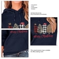 thumbnail image 4 of Sudadera con capucha navideña Mangas largas Patrón de árbol Tipo suelto Cómodo jersey con bolsillo frontal Azul marino XXL, 4 of 4