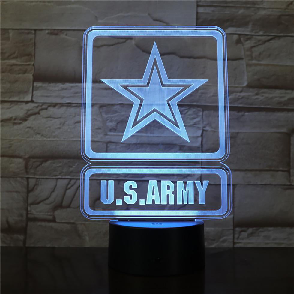 US Army Light Up Lamp Personalized LED United States Army Table Lamp and Remote 