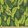 thumbnail image 2 of Ambesonne Floral Fabric by the Yard Upholstery, Hawaiian Flowers and Leaves, 10 Yards, Forest Green Apple Green, 2 of 5