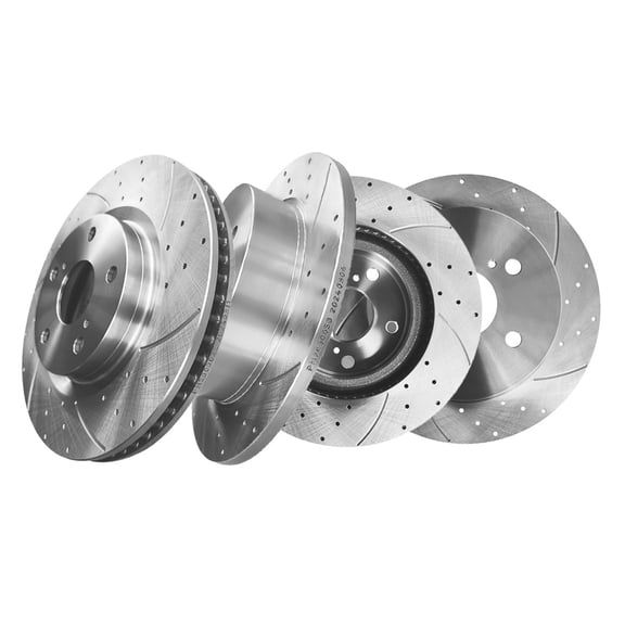 Set of 4 Front-Rear Drilled Slotted Brake Disc Rotors For 2006-2018 Toyota RAV4