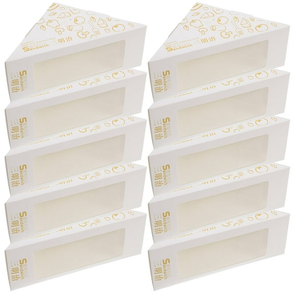 HEMOTON Triangle Sandwich Boxes with Clear Window for Holding Cake Made of Card Paper Multi Color 50pcs