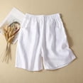 thumbnail image 2 of Womens Shorts Casual, Audhol Women Summer Cotton Linen Shorts Elastic Waist Shorts Casual Wide Leg Loose Lightweight Short Pants with Pockets Women Shorts for Seniors White 3XL, 2 of 5
