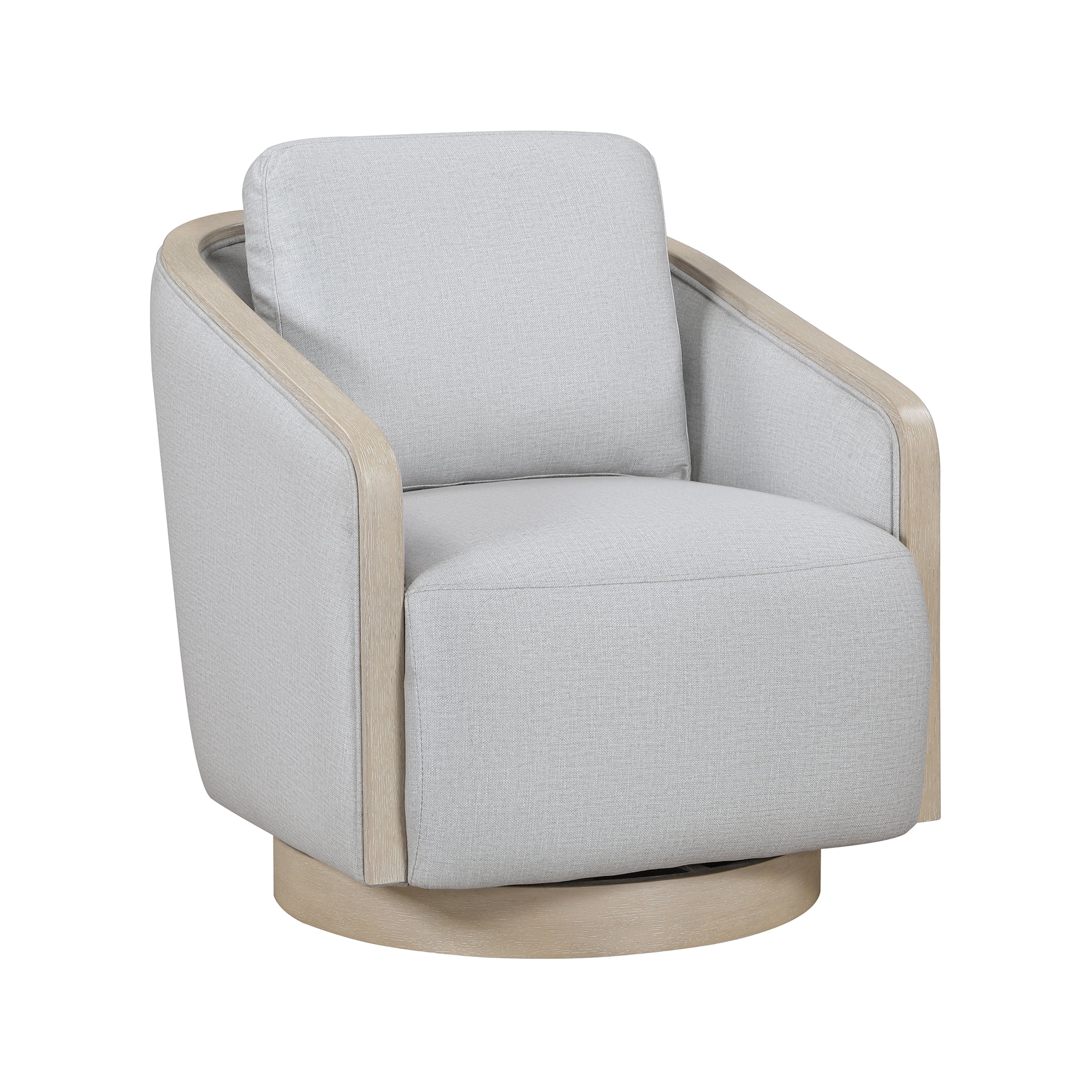 OakvillePark Fablemist Swivel Chair with Textured Gray Fabric and Light Oak Wood