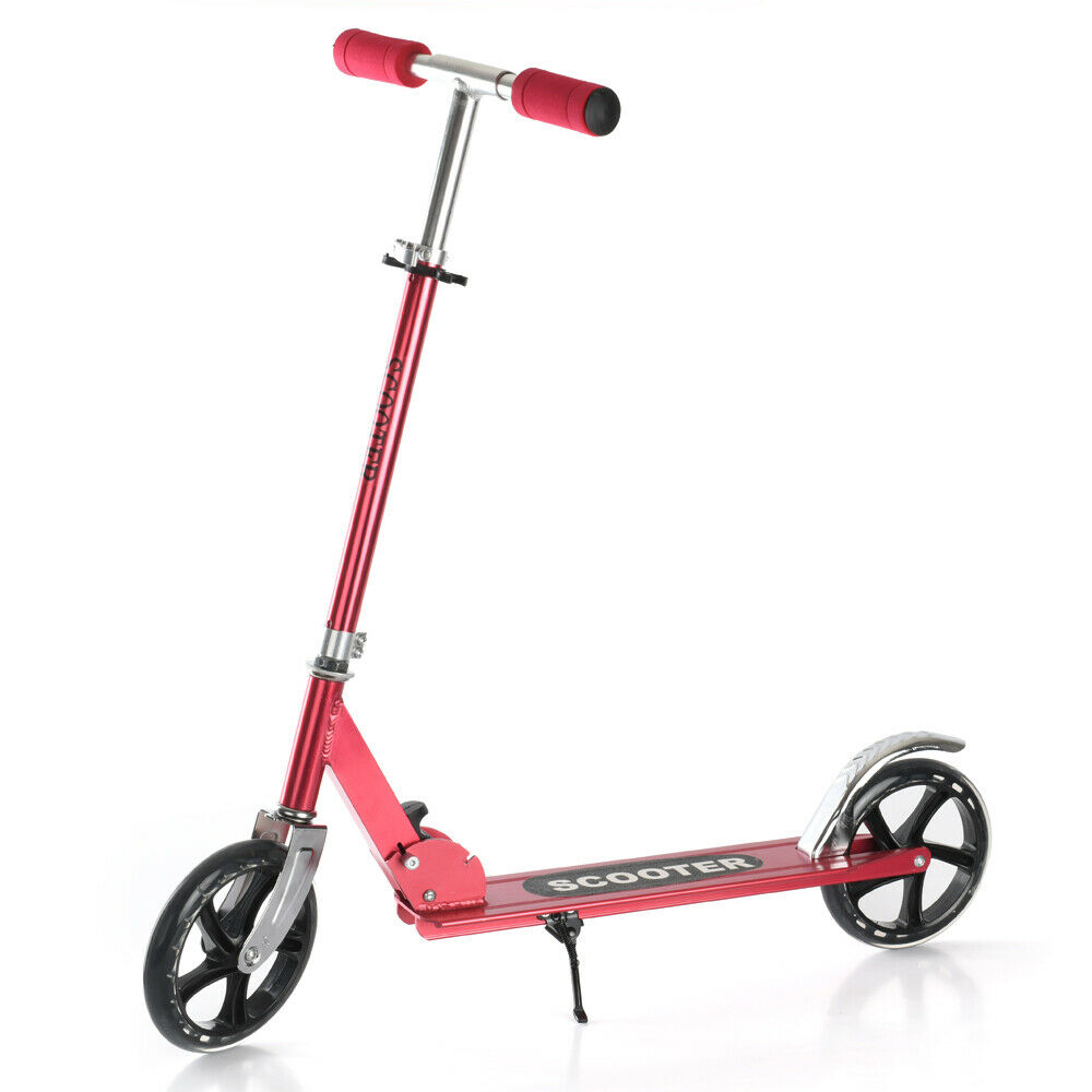 Details about / Big Wheels Kick Scooter Adult 220lbs Commuters Ride On Foldable Adjustable Red