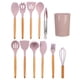 thumbnail image 4 of Juego de 12 utensilios de cocina de silicona con mango de madera para cocina casera, color rosa, 4 of 15