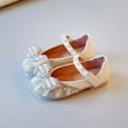 thumbnail image 2 of Otqutp Open Toe Footwear for Baby Kids Girls Princess Shoes Spring/Autumn Solid Short Heel Pearl Bow Soft Sole Leather Shoes Party Birthday School, 2 of 9