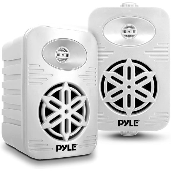 Pyle Indoor Outdoor Speaker Pair 300 Watt Dual Waterproof 4" 2-Way Full Range Speaker System, White