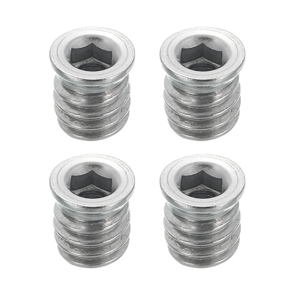 4Pcs Threaded Inserts Nuts, M5x12mm Hex Socket Drive Nut Inserts for Wood