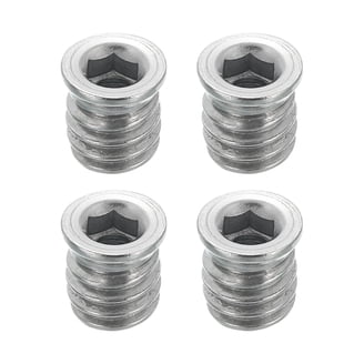 MECCANIXITY 9-Pack M10 Threaded Inserts For Wood – Zinc Alloy Hex Socket Drive Nuts, 15mm Length For Furniture, Cabinets, Tables