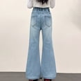 thumbnail image 4 of JUMEYU Jeans for Teens High Waist Girls Flared Jeans Fit Bell Bottoms Casual Elastic Waist Denim Pants Size 12-13 (Light Blue,12-13 Years), 4 of 9