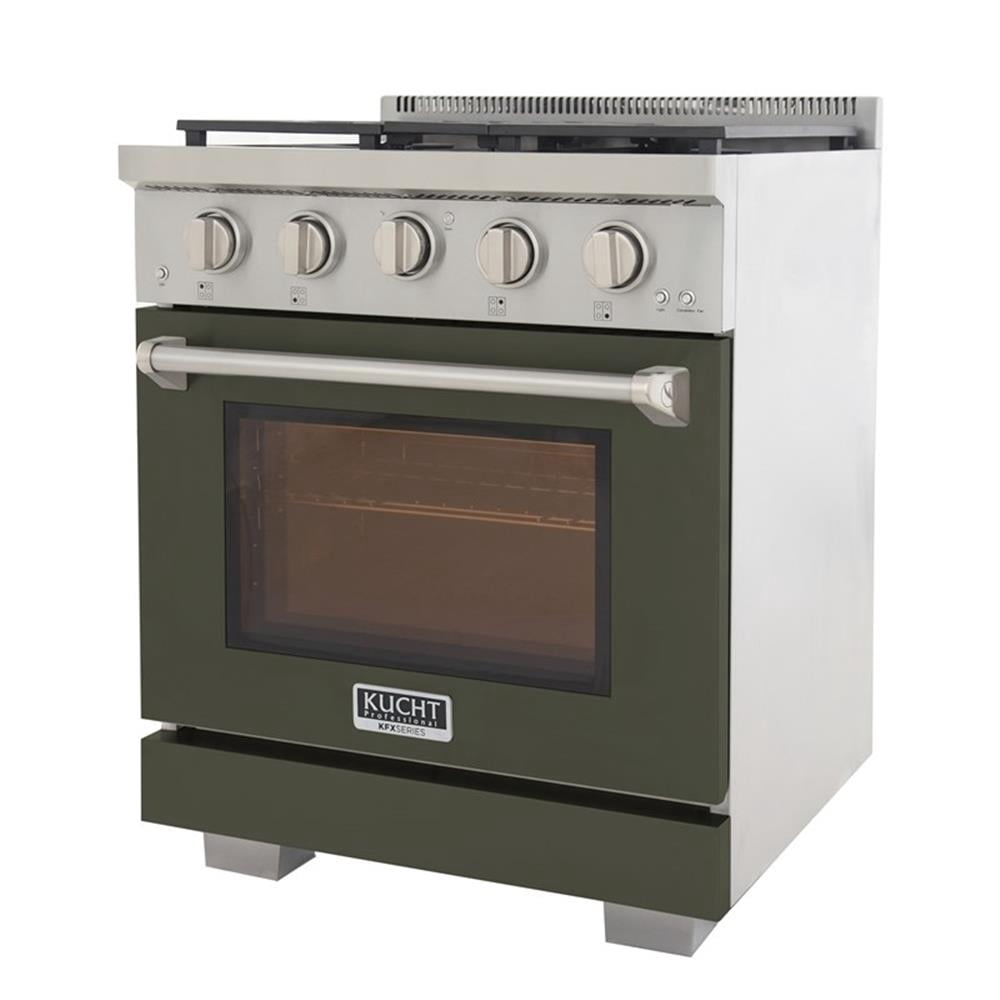Pemberly Row 30" Propane Gas Rang in Olive Green with True Simmer Burners