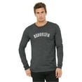 thumbnail image 2 of Daxton Retro Brooklyn Arch Font Long Sleeves T Shirt Soft Medium Weight Cotton, Heather Charcoal Tee White Font, S, 2 of 2