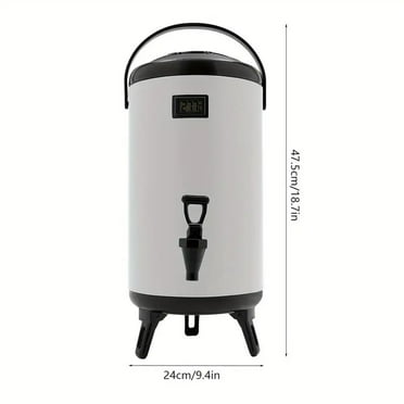 Hot Drink Dispenser, 12L/3.17 Gallon Insulated Beverage Dispenser Insulated Hot and Cold Beverage Dispenser with Tap and Thermometer Stainless Steel Beverage Dispenser for Tea, Coffee and Milk