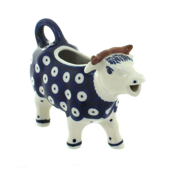 Blue Rose Polish Pottery Dots Cow Creamer