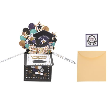 NICEXMAS Thick Paper 3D Graduation Greeting Card with Doctor Caps Design for Celebration